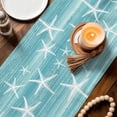 thumbnail image 3 of Teal Coastal Table Runner 60 Inches, Summer Ocean Waves Ombre Sea Starfish Bed Runner Dresser Scarves Tabletop for Indoor Outdoor Parties/Ceremony/Banquet, 13" x 60", 3 of 9