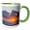 Green/White, variant on 3drose, Dawn over Atlantic Ocean, Cape Cod National Seashore, Massachusetts., 11oz Two-tone Green Mug