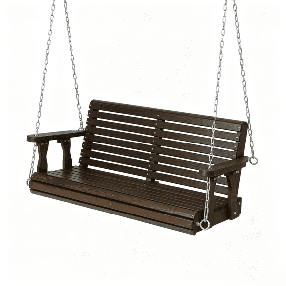 UBesGoo 4ft Porch Swing with Cup Holder and Chains,Hanging Chair Outdoor Bench Tree Swing Pine Wood,Heavy Duty 880lbs,Rustic