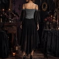 thumbnail image 7 of YuXingFu Gothic Dresses for Women Halloween Mesh Lace Patchwork Suspender Off Shoulder Court Style Dress Gray S, 7 of 7