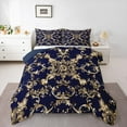 thumbnail image 3 of Manfei Vintage Damask Flower Bedding Comforter Set,Boho bohemian Theme Twin Comforter Sets,Gold Purple Bedding Set For Men Women,Luxury Bedroom Decor Reversible,2pcs, 3 of 9