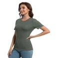 thumbnail image 4 of Women's Crew Neck Ribbed Fitted Shirt Basic Short Sleeves Summer T Shirt Tops, 4 of 7