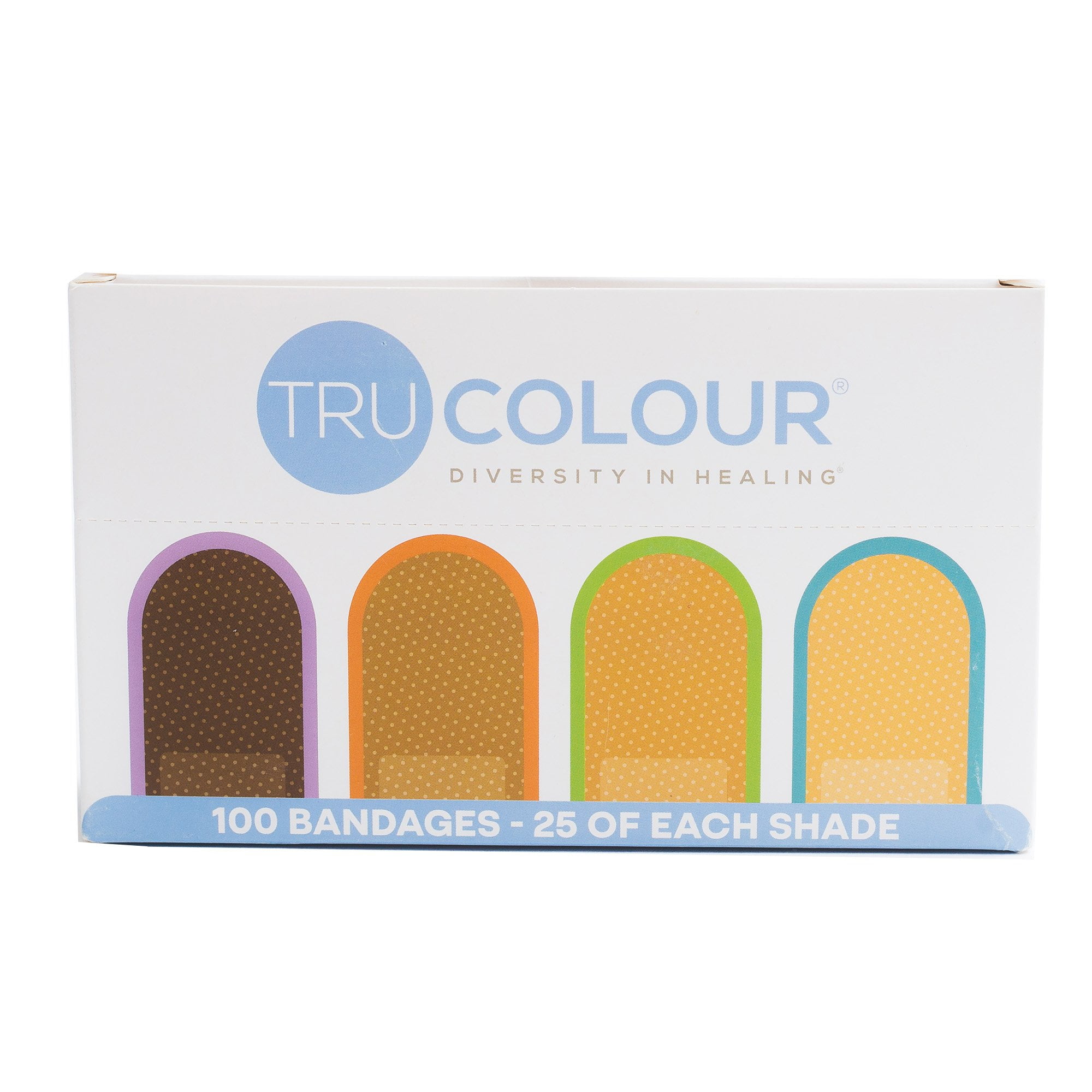 Tru-Colour Skin Tone Fabric Bandages Multipack, Sterile, 4 Colors, 1 in x 3 in, 100 Count, 1 Pack