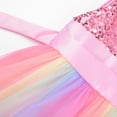 thumbnail image 6 of Uhnice Little Girl's Sequin Sleeveless Mesh Rainbow Dress for Wedding Party (Pink, 7-8 Years/150), 6 of 7