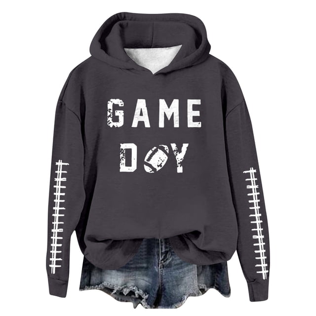 WEAIXIMIUNG Sweat à Capuche pour Femmes, Imprimé Football Baseball, Col Rond et Manches Longues