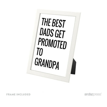 Framed 8.5 x 11-inch Wall Art Decor Gift, The Best Dads Get Promoted to Grandpa Print, Gift, Includes (Best Word Art App)