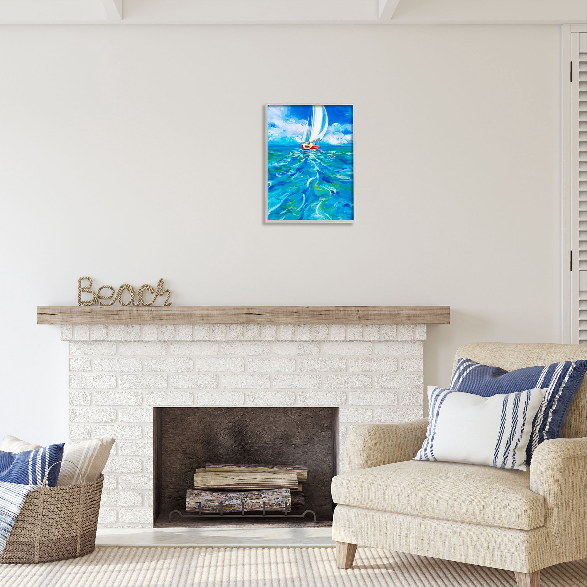 Stupell Industries Vivid Boat Wake Transportation Painting Gray Framed Art Print Wall Art, 16 x 20