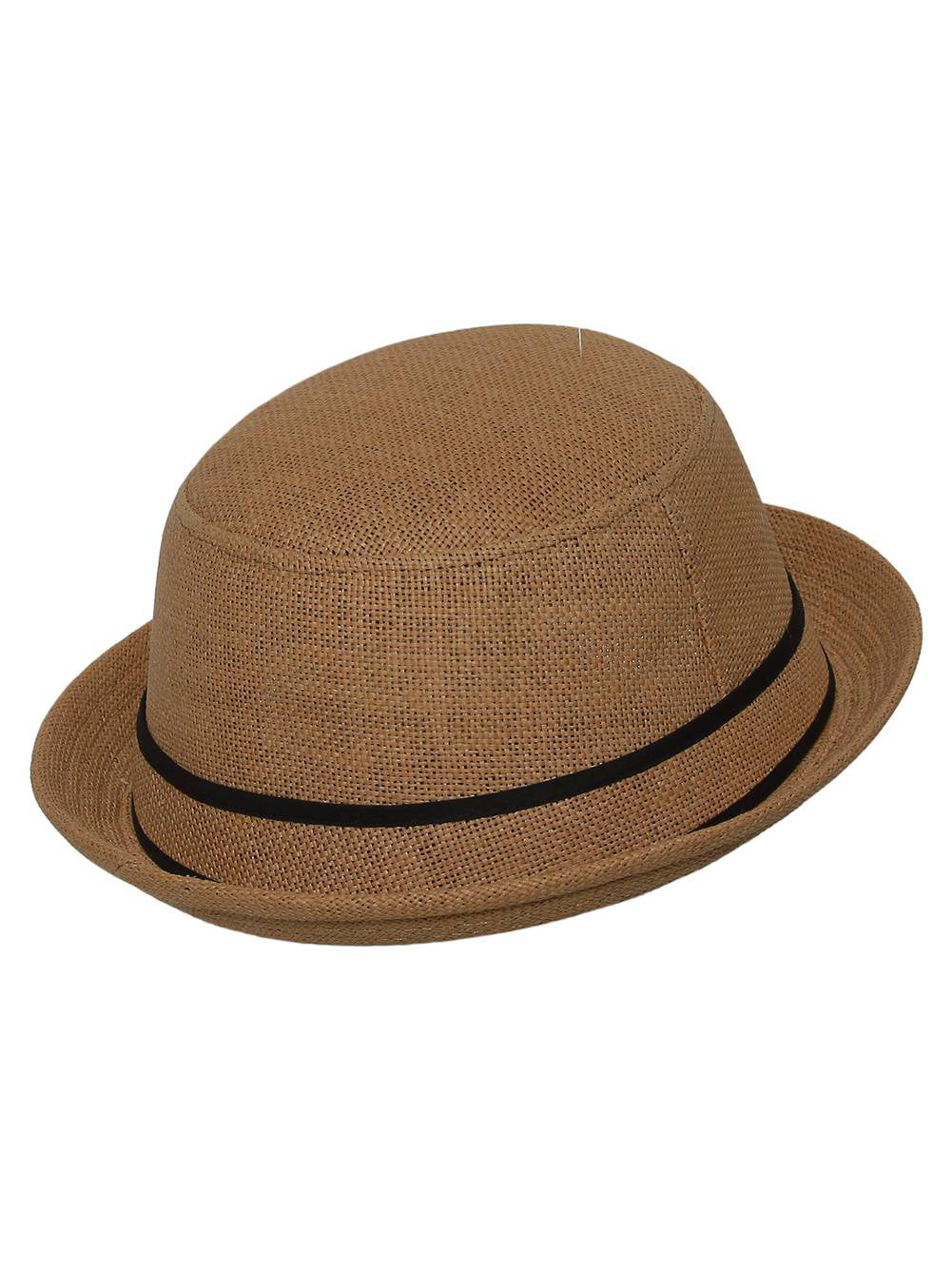Tan Bowler Straw Fedora Hat
