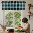 thumbnail image 5 of Teal Check Plaid Window Valance Curtain Buffalo Plaid Rod Pocket Short Curtain for Living Room, Bedroom & Kitchen Window Decor 42x18in, 5 of 8