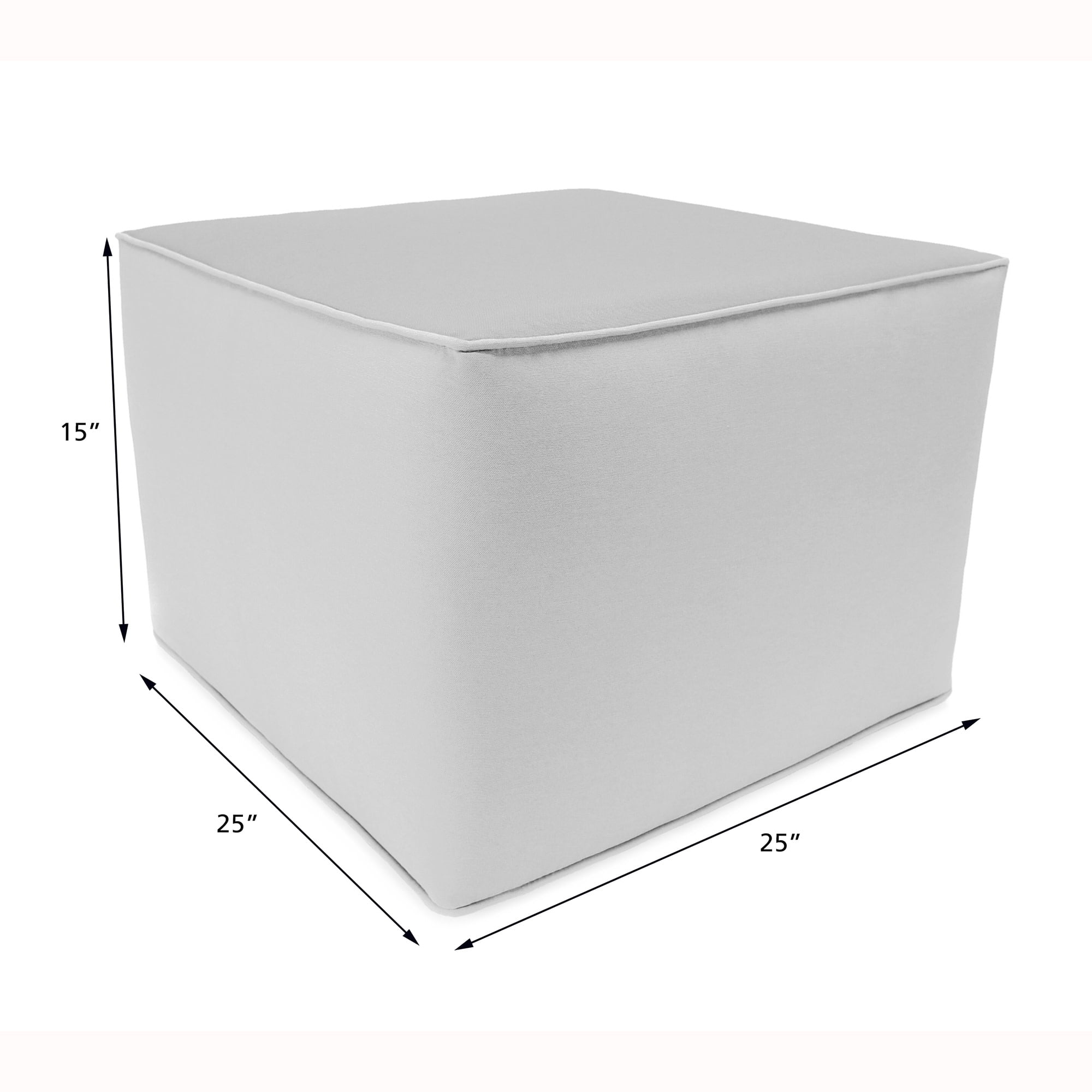 Jordan Manufacturing 25" x 25" Pompeii Red Solid Square Outdoor Pouf Ottoman with Welt