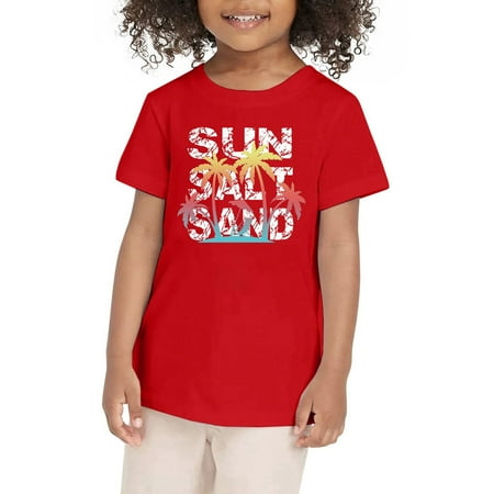 

Zhuashum Toddler Girls Clothes Summer Coconut Tree Sunset Round Neck Beach Top Hawaii Vacation Short Sleeve Tropical Shirts Lovely Daily Wear Red 3-4 Years