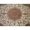 thumbnail image 4 of AHMEDANI Rectangle Area Rug Hot Ivory Medallion Kasha Traditional Wool Silk Hand Knotted Carpet (9 x 6)', 4 of 7