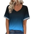 thumbnail image 2 of JMKQLZ T-shirt Décontracté à Manches Courtes Col en V pour Femmes Printemps et Été 2025, 2 of 8