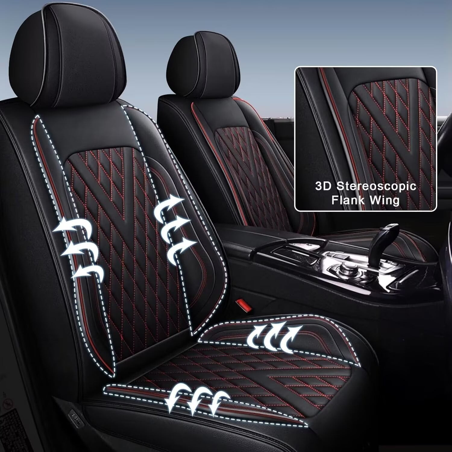 DIKSOAKR Full Set Seat Covers Fit for Subaru Impreza 2012-2024 2025 Faux Leather Car Seat Covers Waterproof Anti-Slip Automotive Seat Cushion(Red Line)-2 Rows 5 Seats