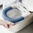 thumbnail image 2 of Qocolhg Bathroom Soft Thicker Warmer with Snaps Fixed Stretchable Washable Plastics Toilet Seat Cover Pads, Easy Installation& Cleaning, Clearance, Blue, 2 of 6
