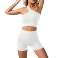 thumbnail image 2 of Workout Sets for Women Solid Color Yoga Suit Quick Drying Gym Outfit Morning Runs Sportswear White Gym Sets Woman M, 2 of 4
