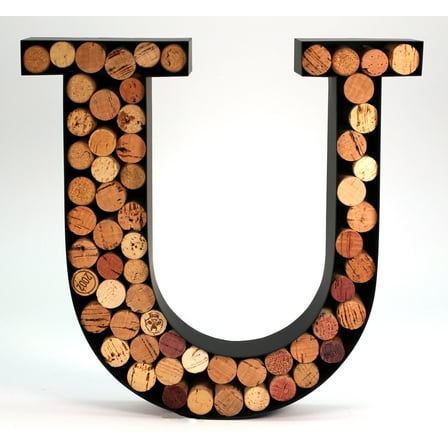 Wine Cork Holder Makes for Great Wine Accessories Perfect Monogrammed Gifts for Women to Store Wine Corks. Wine Decor or Wine Cork Holder Decor Will Brighten Up Kitchen! (Letter U)