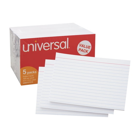 Ruled 3 in. x 5 in. Index Cards - White (500-Piece/Pack)