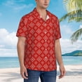 thumbnail image 4 of Haiem Red White Snowflakes Printed Hawaiian Shirt for Men - Men’s Casual Beach Summer Shirts - Stretch Fabric with Modern Fit-3X-Large, 4 of 7