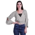 thumbnail image 1 of Moomaya Haut Court Imprimé pour Femmes Style Enveloppant Manches Longues à Volants Blouse d'Été Décontractée, 1 of 5