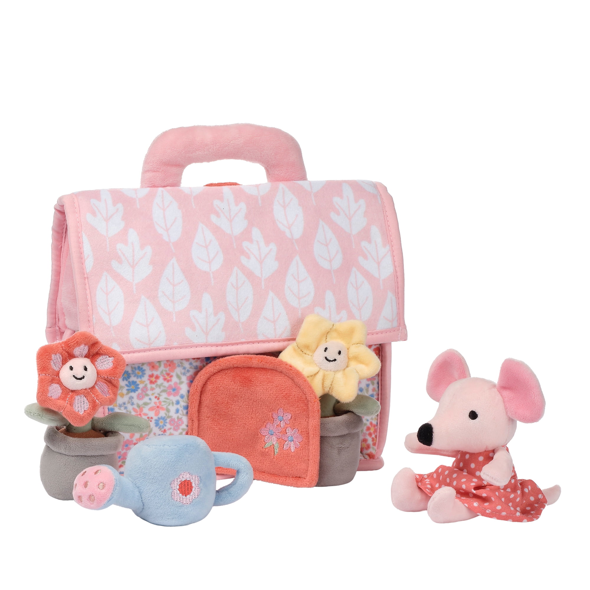 Lambs & Ivy Floral Cottage 5pc Interactive Flowers & Mouse Plush Play Set Toy
