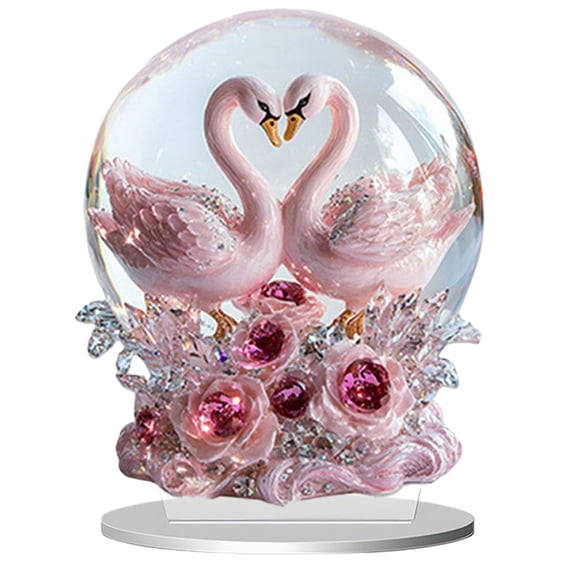 PPKVUFD Valentine's Day Romantic Crystal Ball Table Decoration, 2D Flat Acrylic Desktop Decoration for Valentine's Day, Birthday, Thanksgiving, Anniversary, Home Decor, Romantic Gift