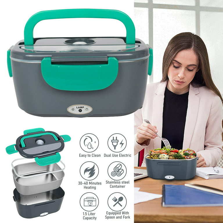 Livhil Electric Lunch Box Food Heater, Portable Food Warmer, Hot Lunch  Warmer Heated Lunch Box for Adults, 60W 1.8L 12V-24V 110V Stainless Steel