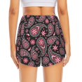thumbnail image 4 of Running Shorts for Women, Paisley Red Black Workout Athletic Shorts with Pockets, Lounge Yoga Shorts Women, 4 of 7