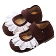 thumbnail image 1 of Wo-Fusoul Toddler Shoes for Girls, Unisex English Style with Lace Ruffles and Princess Design, Featuring Rubber Soles and Buckle Closure Leather Shoes, 1 of 8