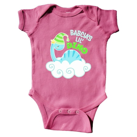 

Inktastic Babcia s Lil Dino with Cute Blue Baby Dinosaur Gift Baby Boy or Baby Girl Bodysuit