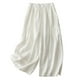 thumbnail image 3 of WILLBEST Pantalones Casuales Para Mujer: Elegantes Pantalones Anchos de Cintura Alta, Holgados, de Lino Fino, Ideales Para Cualquier Ocasión y Viaje. Pantalones de Verano Cómodos y A La Moda., 3 of 3
