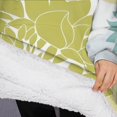 thumbnail image 3 of Oversized Wearable Blanket Hoodie,Green and Blue Pioneer Flower Pattern Sherpa Blanket Hoodie with Super Pockets,Super Warm Fuzzy Pullover for Women & Men, 3 of 6