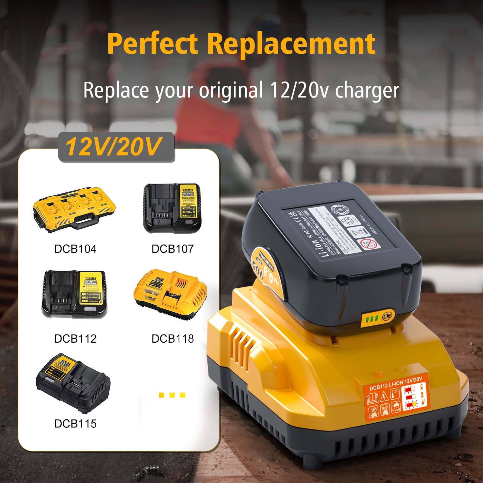 Replacement for DeWalt Battery Charger DCB112 12V 20V Max Lithium-Ion Battery Charger