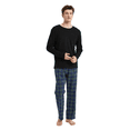 thumbnail image 4 of Amaxer Men's Loungewear Pajama Set Knit Long Sleeve T-Shirt and Fleece Pants 100% Cotton Navy Plaid L, 4 of 6