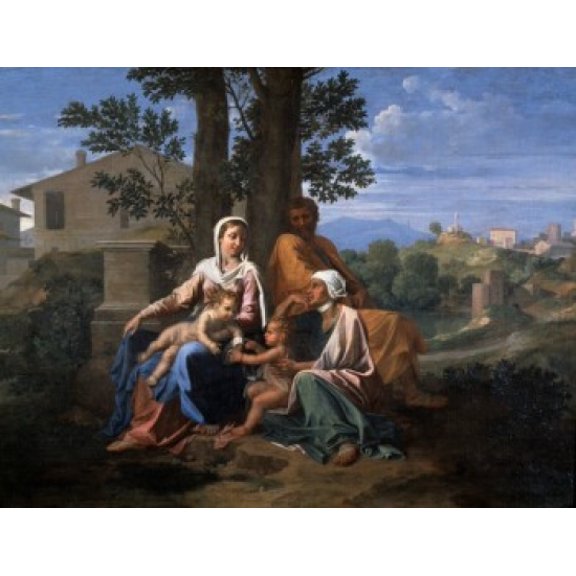 The Holy Family in a Landscape 17th C Nicolas Poussin (1594-1665French) Musee Du Louvre Paris Canvas Art - Nicolas Poussin (18 x 24)