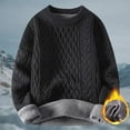 thumbnail image 2 of Women Cable Knit Vintage Sweater Loose Casual Thick Warm Knitted Sweater Unisex Woven Crewneck Knitted Fall Winter Clothes (Black,X-Large), 2 of 5