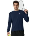 thumbnail image 3 of Satankud Mens Sun Protection UPF 50+ Shirts Long Sleeve Swim Rash Guard Shirt Workout Running Athletic UV Gym Surf Hiking Navy Blue L, 3 of 10