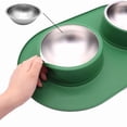 thumbnail image 4 of Pet Bowl Dog Cat Basic Food and Water Bowl Set Feeding Bowl Cat Bowl Stainless Steel Leak Proof and Anti Overturning Double Bowl, 4 of 9