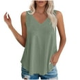 thumbnail image 3 of UVEASISHA Eyelet Tank Tops for Women Sleeveless V Neck Tunic Shirt Curved Hem Pleated Blouse Cooling Summer Beach Tanks Mint Green M, 3 of 9