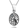thumbnail image 3 of Night Owl Branch Clear Cubic Zirconia Moon .925 Silver Pendant Necklace, 3 of 6