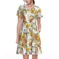 thumbnail image 1 of Balery Ducks and Flowers Vestidos sueltos de manga corta para mujer, vestidos de verano 2025, vestidos casuales de corte A con vuelo., 1 of 6