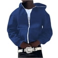 thumbnail image 2 of HOOMEUMY Mens Hoodie Athletic Jacket Front Open Jacket Zipper Design Casual Workout Drop Shoulder Clothes Fashion 2025 Trendy Classic Solid Coat Blue XL, 2 of 5