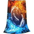 thumbnail image 2 of Yibo Red and Blue Fire with Football Gift for Girls Women Flannel Fleece Fuzzy Blankets Soft Warm Cozy for Bed Sofa Living Room for Kids, 2 of 7