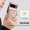 thumbnail image 3 of For Google Pixel 10 / Pixel 10 Pro RFID Blocking Wallet Case Magnetic Flip Cover Multi-Card Slots Zipper Pocket With 360 ° Rotating Ring Holder Detachable Shoulder Strap And Wrist Strap,Rose gold, 3 of 10
