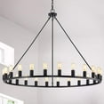 thumbnail image 5 of The Gray Barn  Liam 48-inch Round Wagon Wheel 24-light Chandelier Rustic Iron Rusted Painted, 5 of 5
