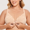 thumbnail image 5 of DELIMIRA Women's Front Closure Plus Size Full Coverage Lace Underwire Racerback Bra, 5 of 7