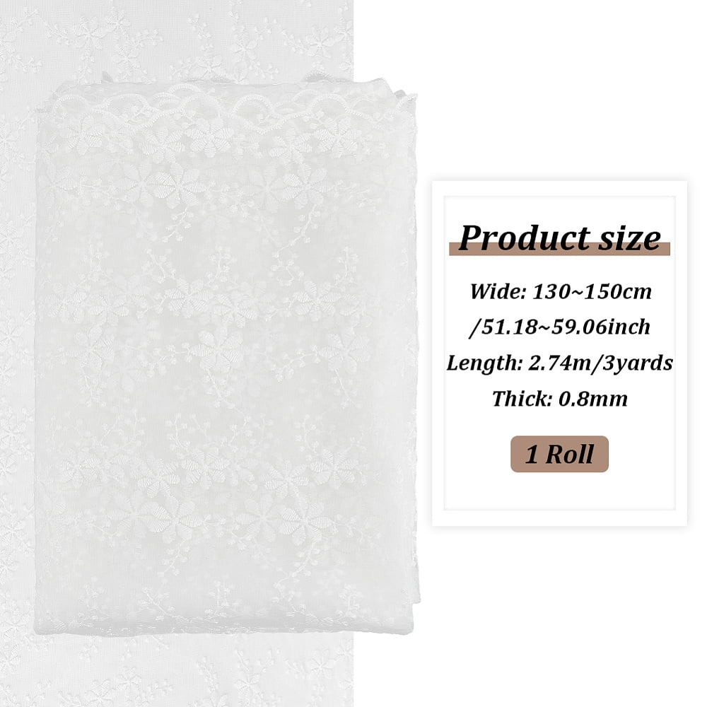 Flower Pattern Polyester Embroidery Lace Fabric Clothing Accessories WhiteSmoke 130~150x0.08cm about 3 yards/sheet