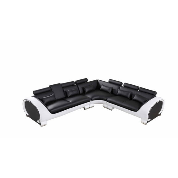American Eagle AE-LD801L-BK.W Black/White Multi-Color Faux Leather Sectional Set