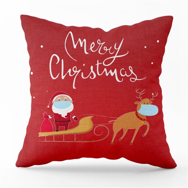 Funda de almohada de Navidad Máscara de Papá Noel Árbol de Navidad Copo de nieve Piel de melocotón Impreso Sofá Funda de almohada Wmkox8yii HFSH4112