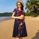 thumbnail image 4 of Fotbe Mesmerizing Pink Jellyfish Vestido Largo de Moda para Mujer, Vestido Tipo Camiseta con Manga Corta y Estilo Casual a Rayas y Bloques de Color, 4 of 6